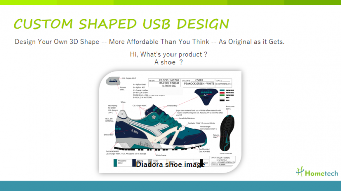 Sneaker Özelleştirilmiş USB Flash Sürücü Dosya Transferi, Kişiselleştirilmiş Flash Sürücüler açık spor ayakkabı