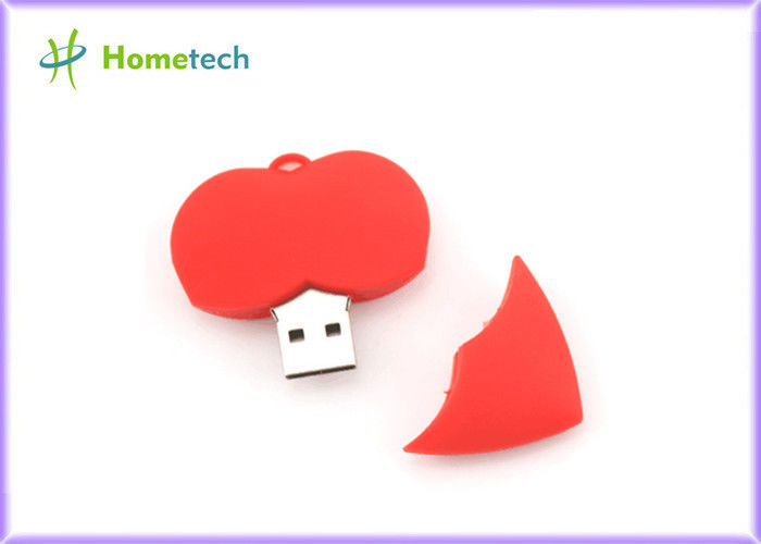 PVC Kalp 1GB USB Flash Sürücü, 2.0 Çubuk Özel USB Flash Disk