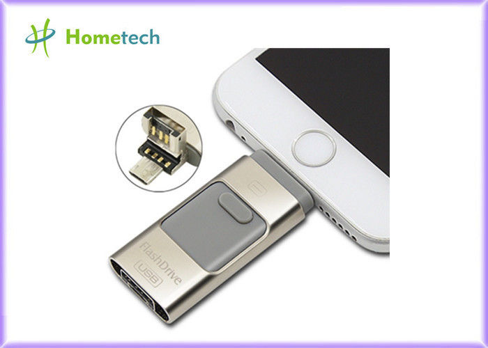 Golden OTG Telefon Metal 32GB USB Hafıza Kartı IPhone / PC, 1 Yıl Garanti için