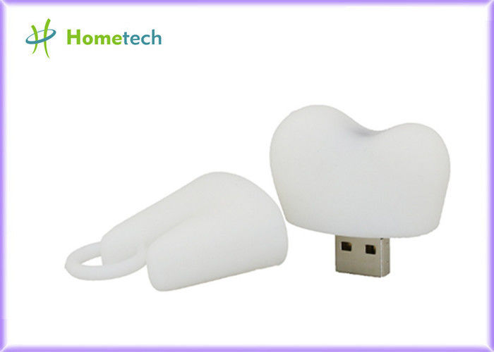 PVC Diş Şekil 1GB ~ 128GB Kapasiteli Özelleştirilmiş USB Flash Sürücü, Beyaz Renk