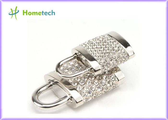 256MB / 512 MB / 1GB Gümüş elmas Gadget Kristal Kilidi USB Flash Sürücü Gerçek Kapasitesi