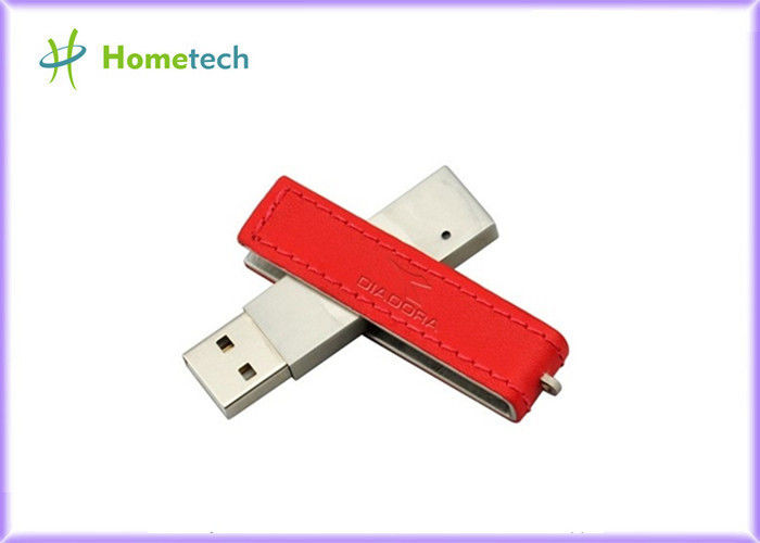 Yüksek Hız Kırmızı Dikdörtgen Deri USB Flash Disk Dosya Transferi
